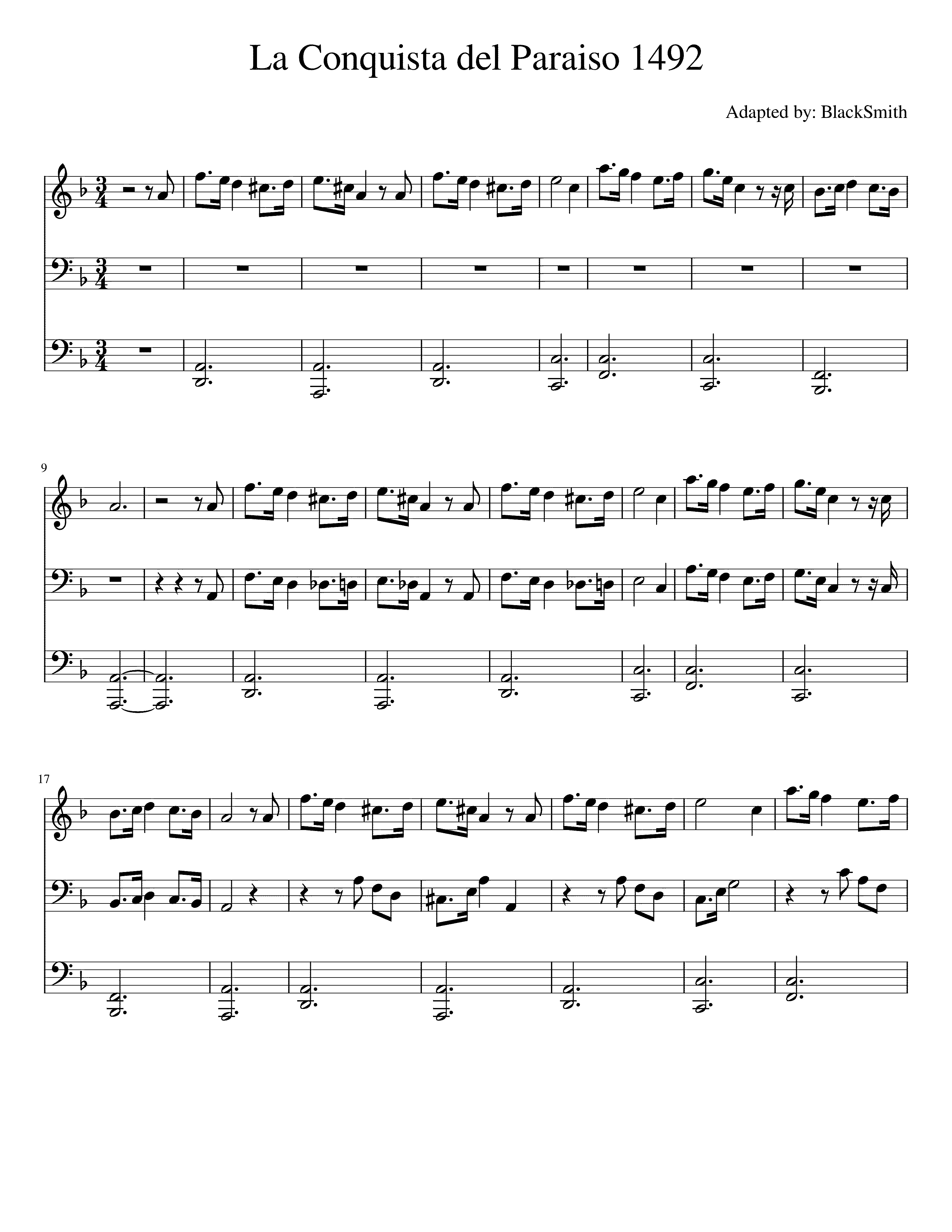 Partitura 1492 Conquista Paraiso