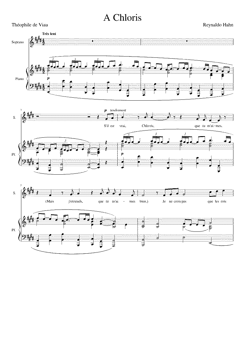 Partitura A Chloris Reynaldo Hahn
