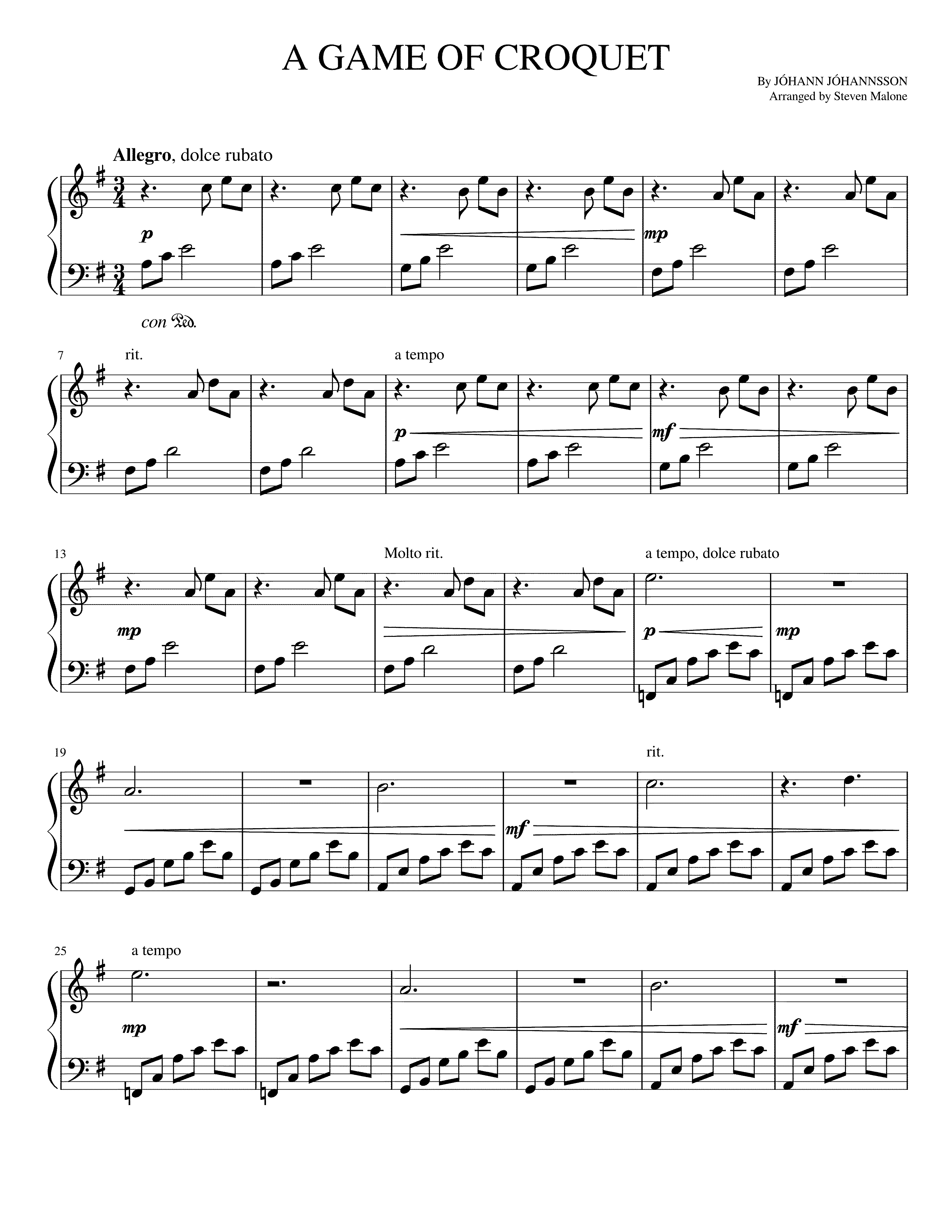 Partitura A Game of Croquet