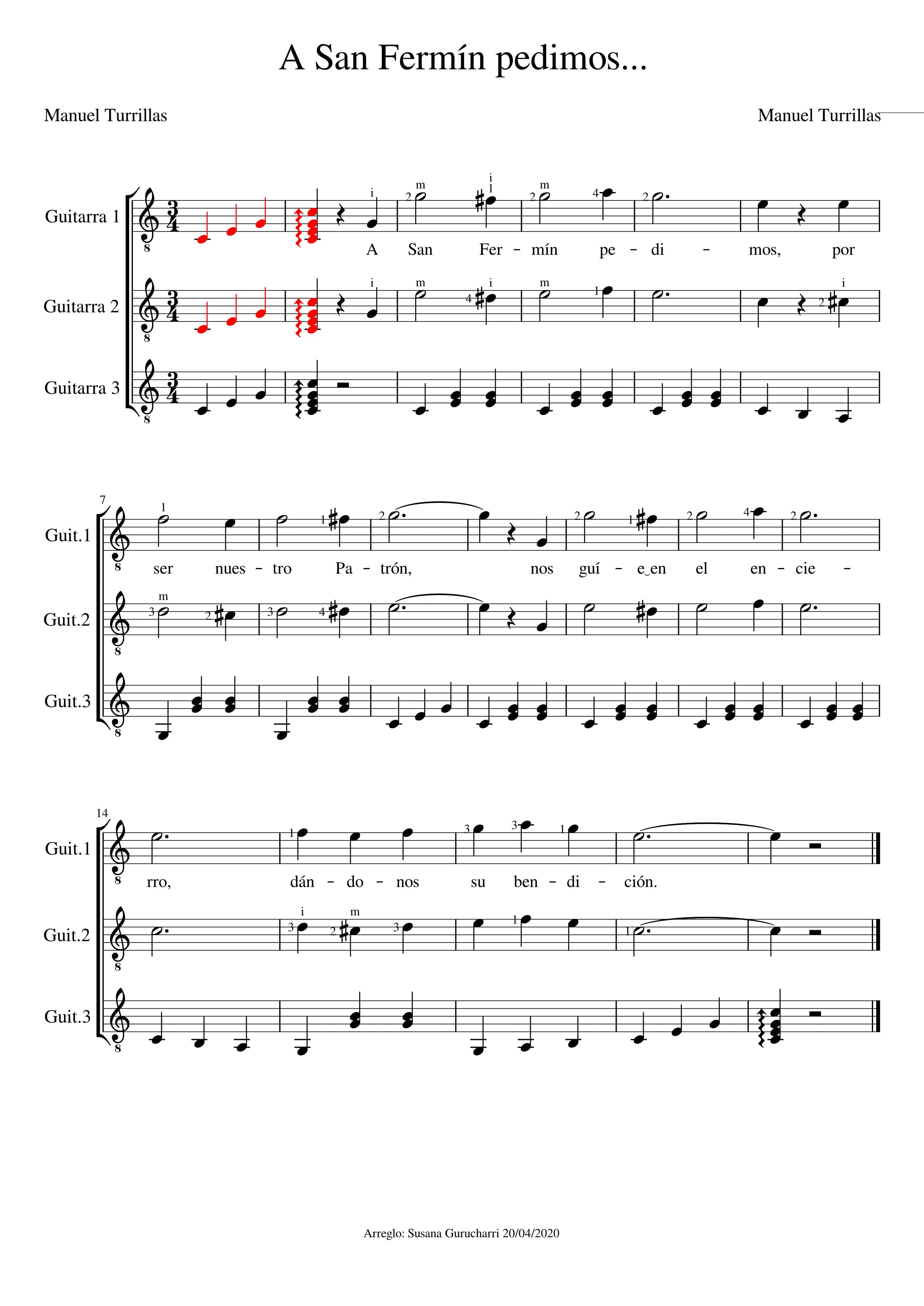 Partitura A San Fermin Pedimos