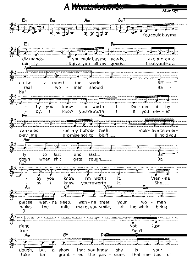 Partitura A Woman's Worth