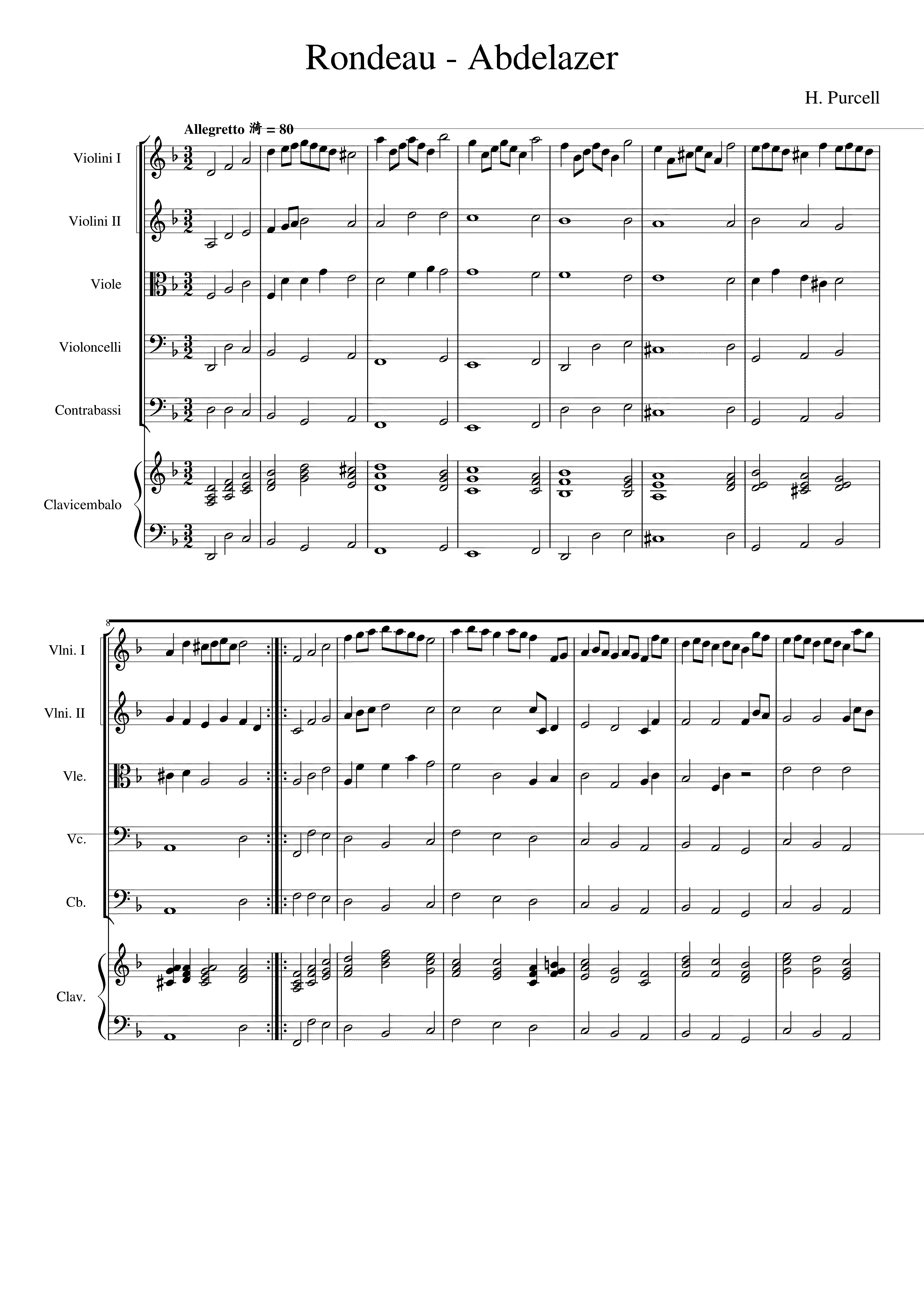 Partitura Abdelazer Purcell