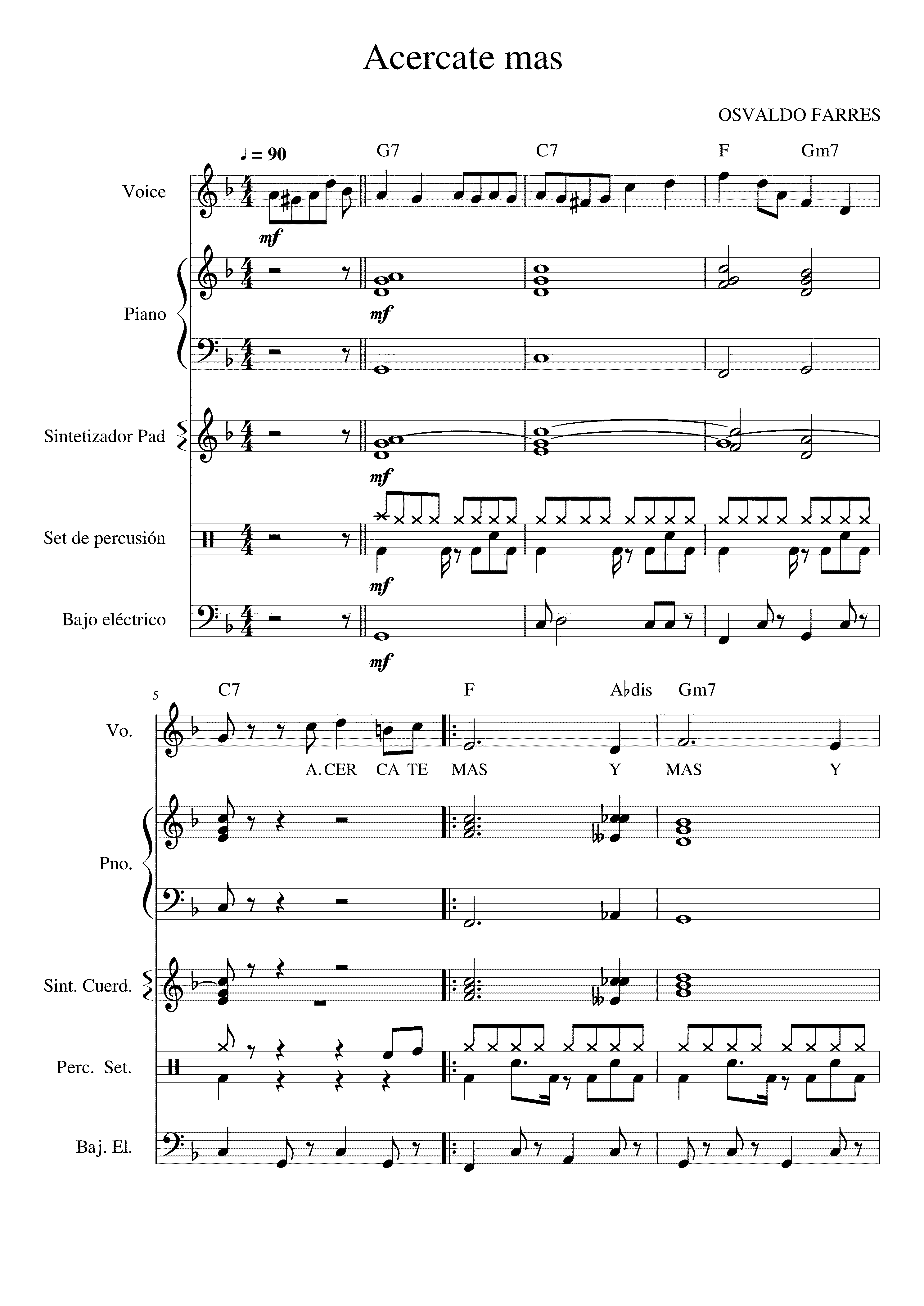 Partitura Acercate Mas