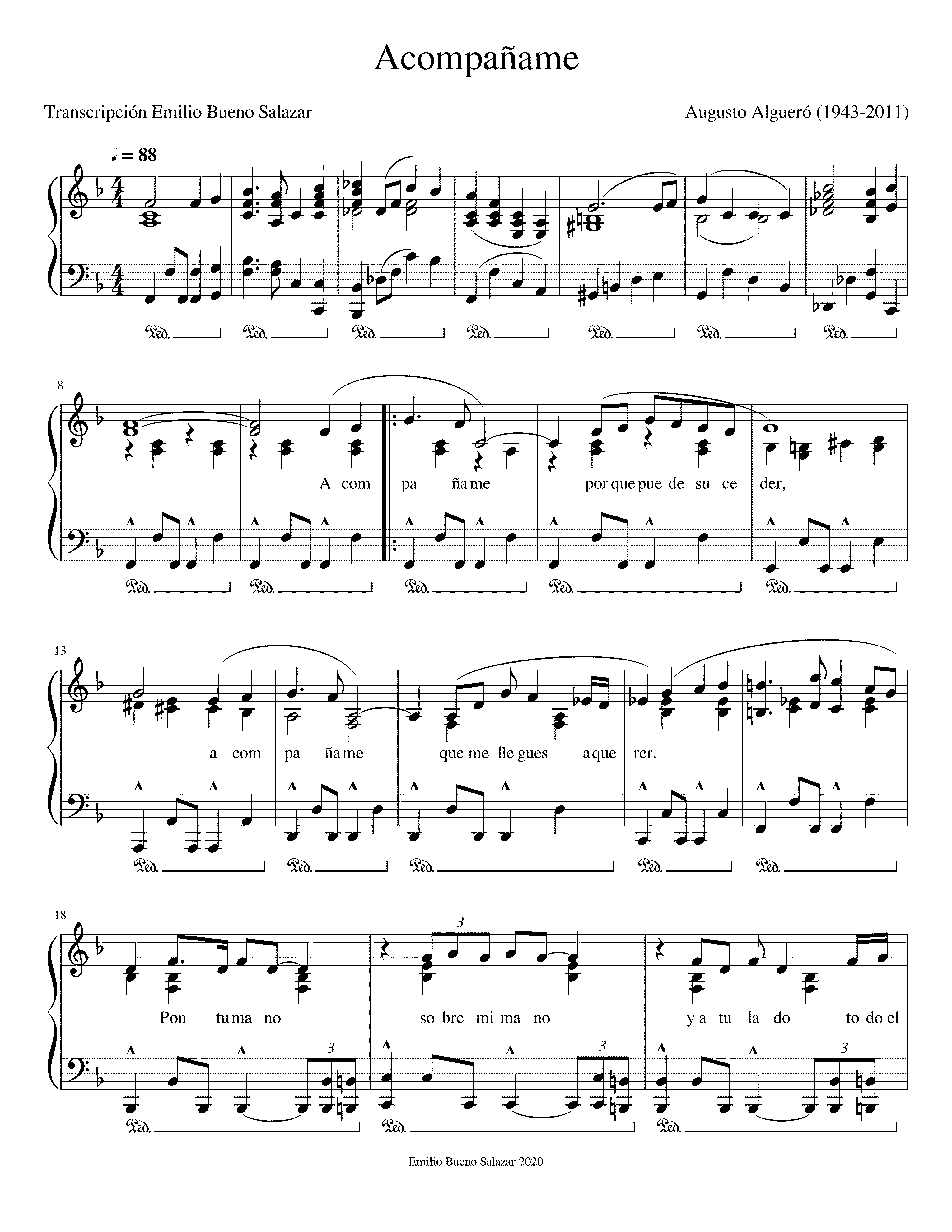 Partitura Acompañame