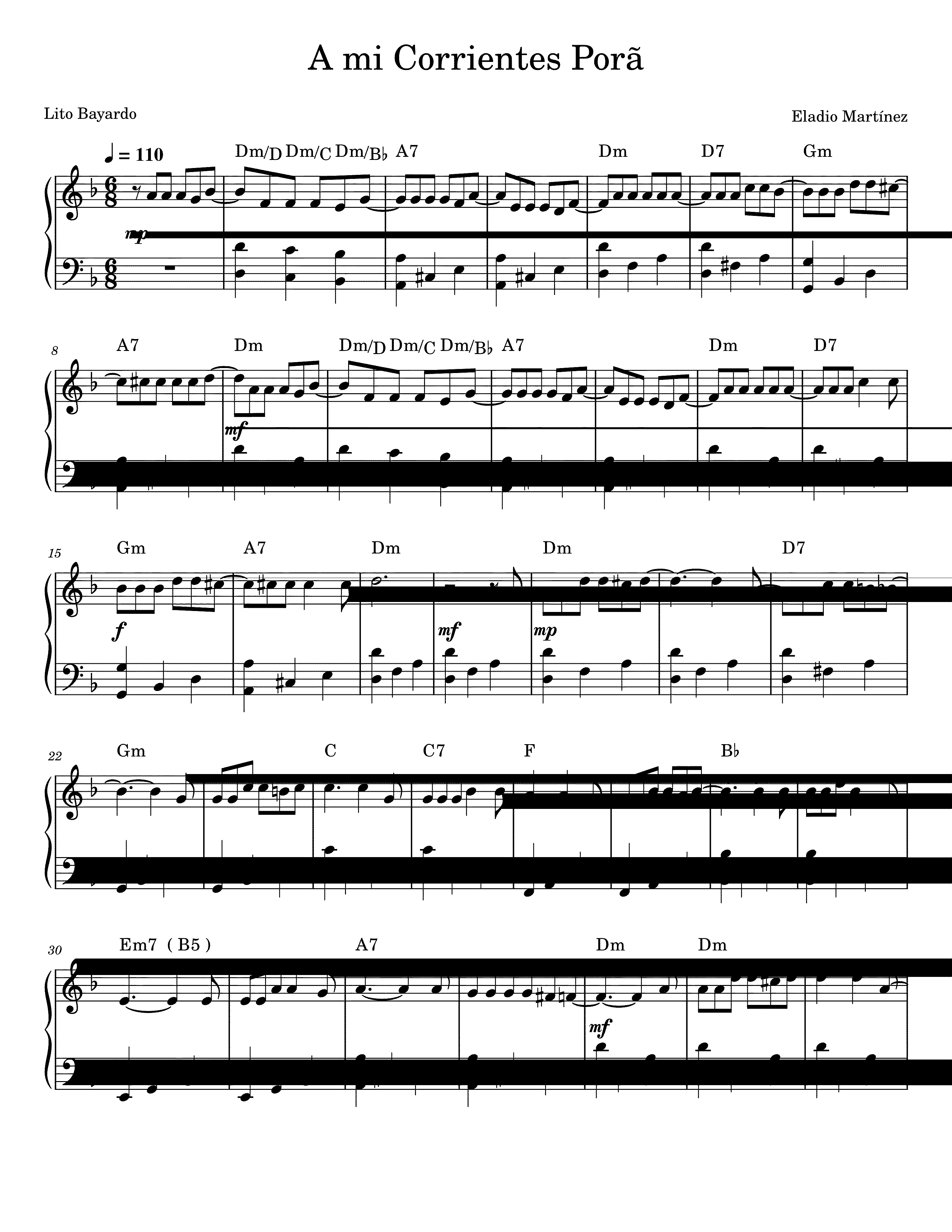 Partitura Acuerdate de Mi