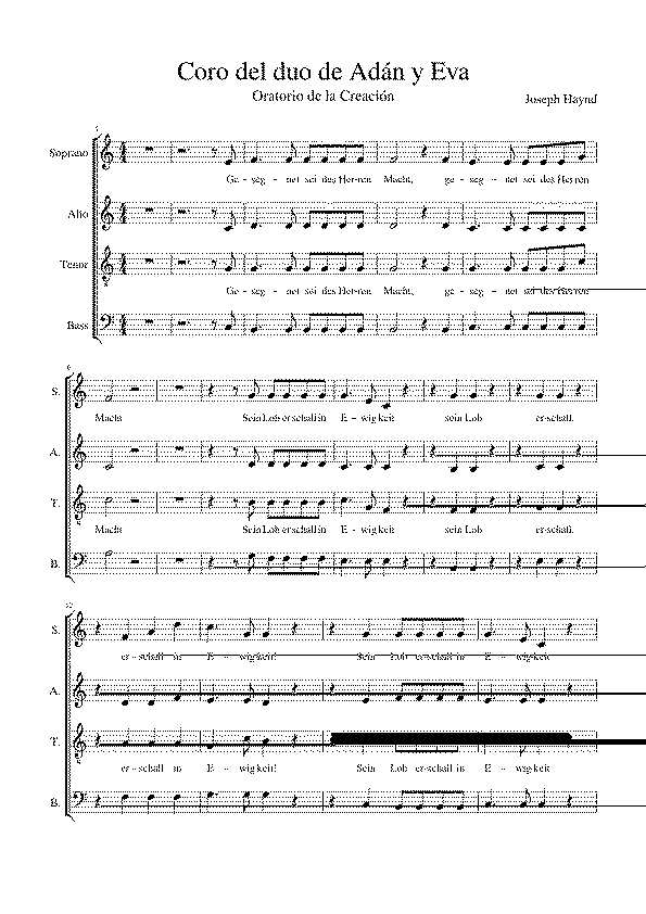 Partitura Adan y Eva