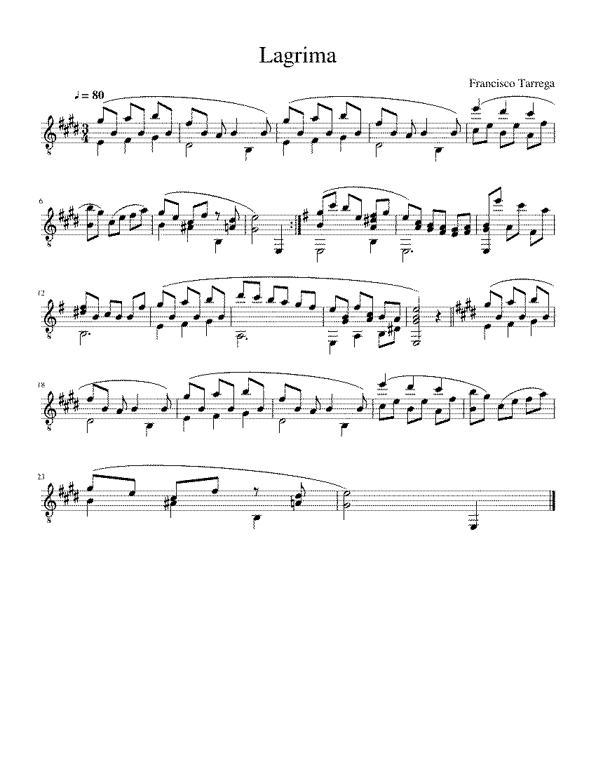 Partitura Adelita Francisco Tarrega