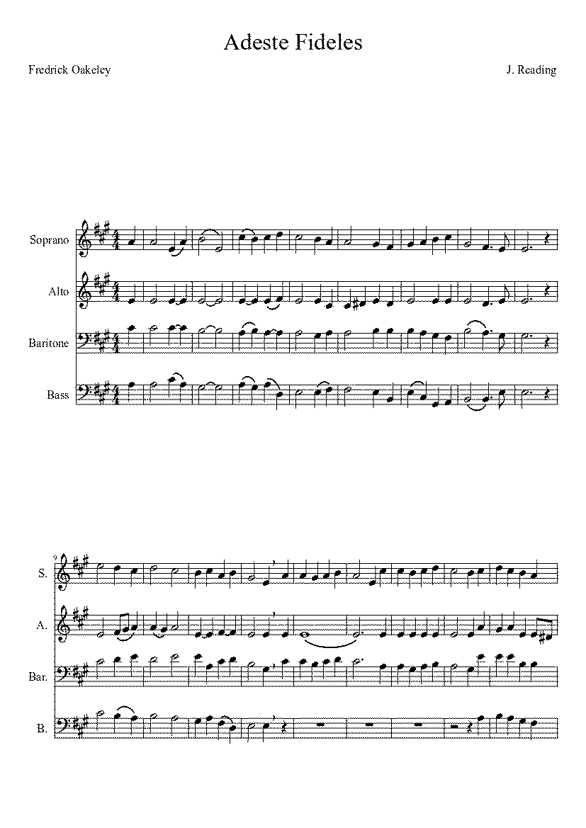 Partitura Adeste Fideles J. Reading