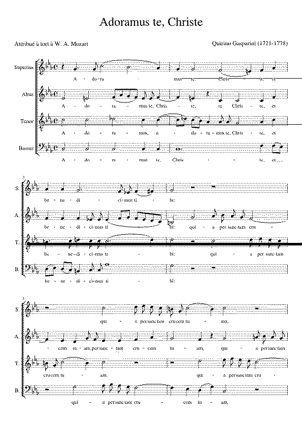 Partitura Adoramus Te Mozart