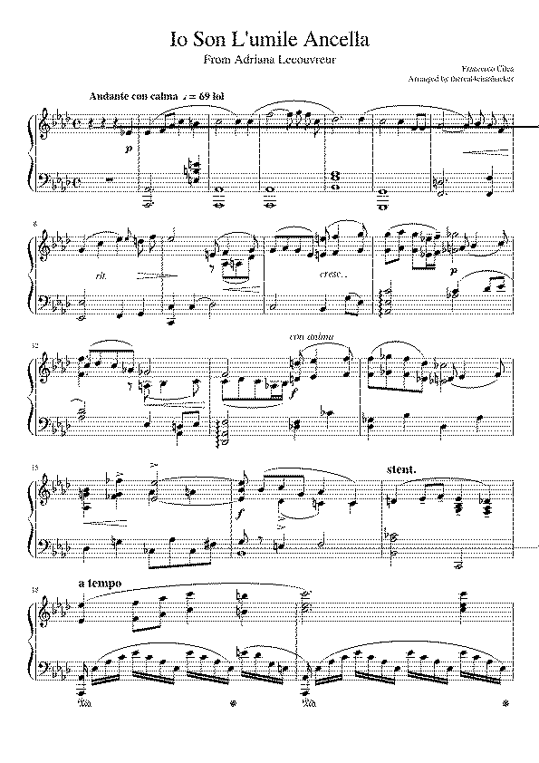 Partitura Adriana Lecouvreur