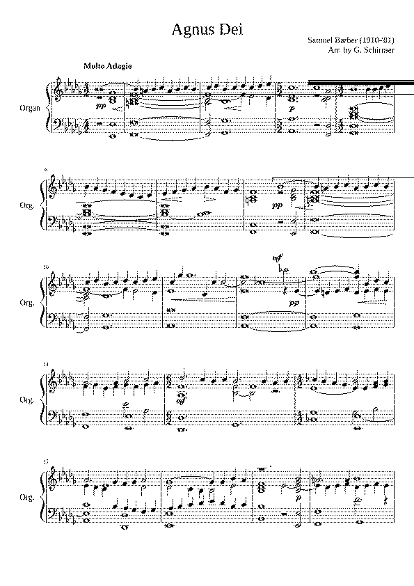 Partitura Agnus Dei Samuel Barber