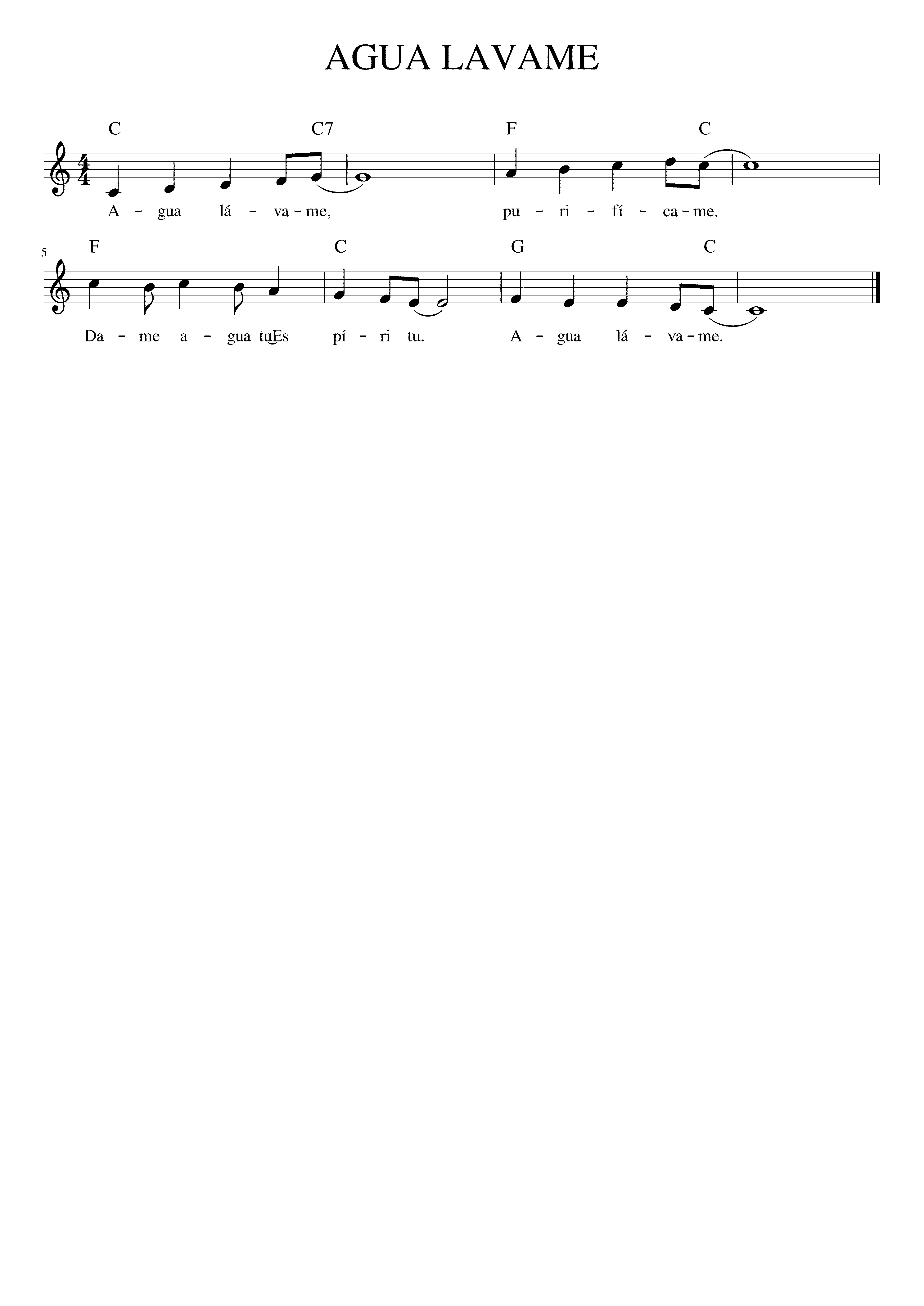 Partitura Agua Lavame