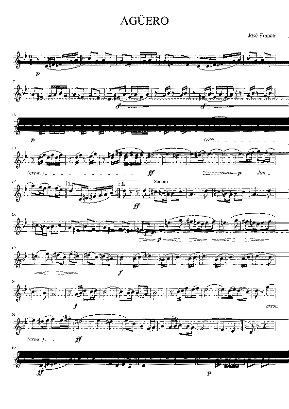 Partitura Aguero Pasodoble