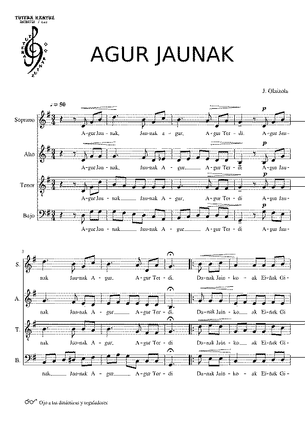 Partitura Agur Jaunak