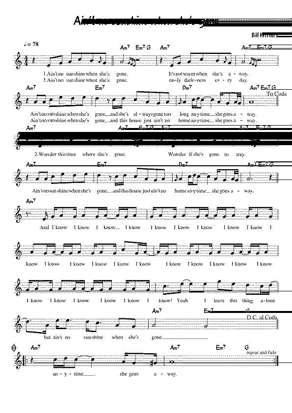 Partitura Ain T No Sunshine