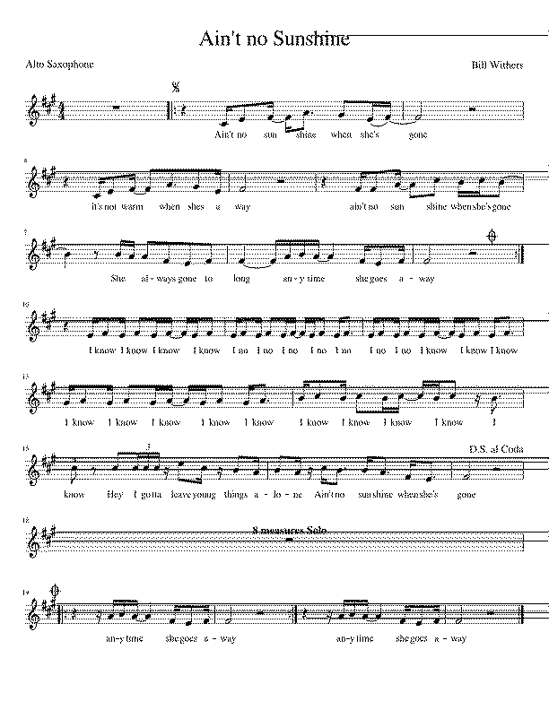 Partitura Ain't No Sunshine