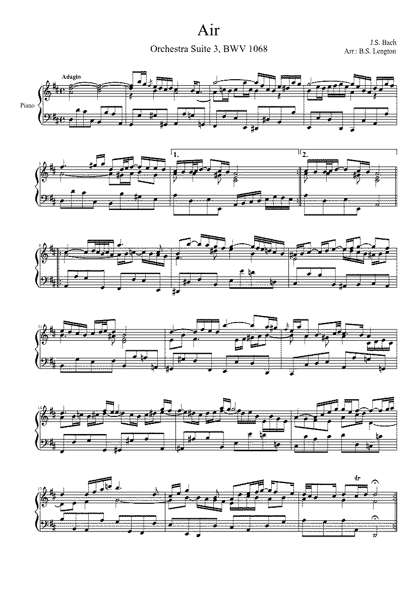 Partitura Air J.S. Bach