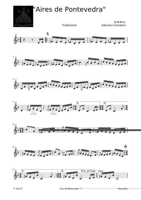 Partitura Aires de Pontevedra