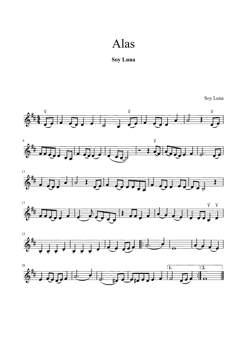Partitura Alas Soy Luna