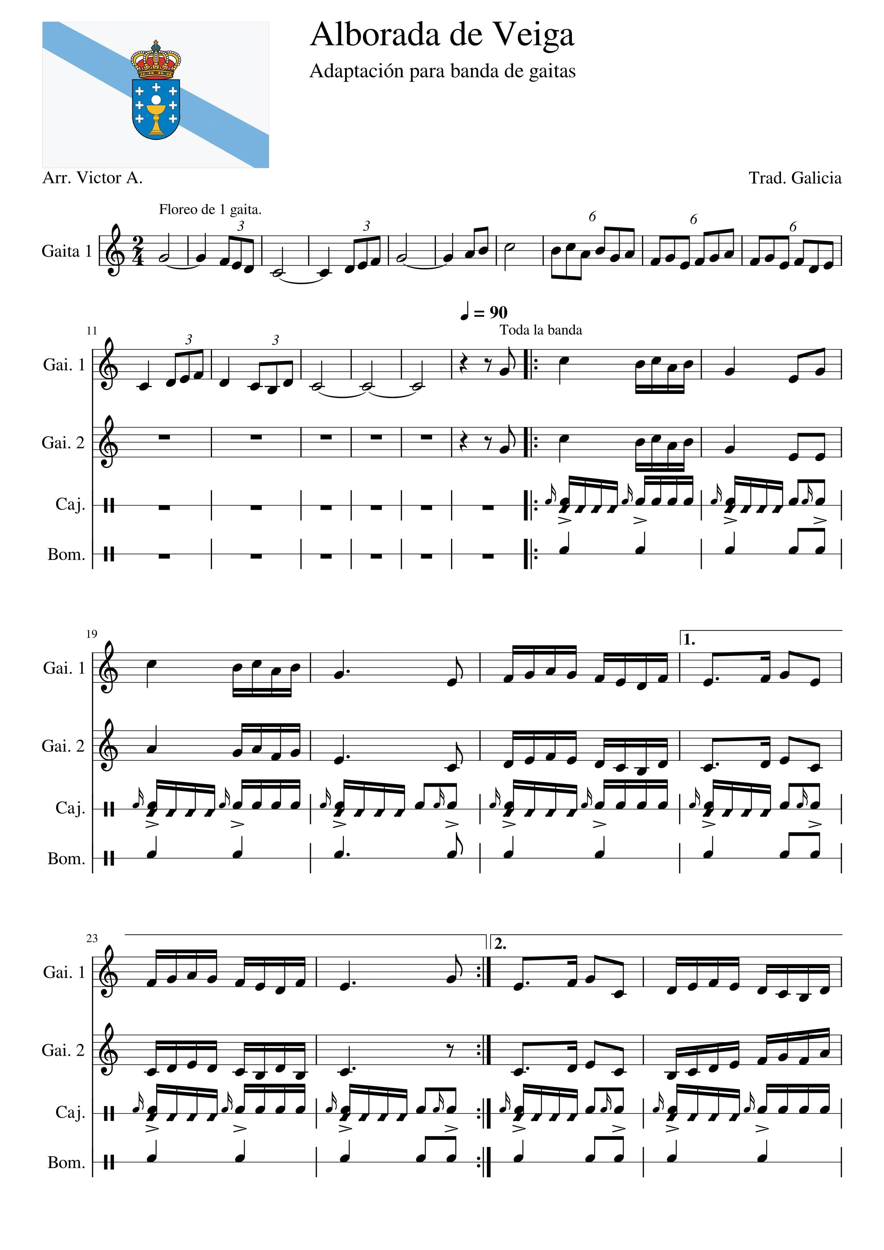 Partitura Alborada de Veiga