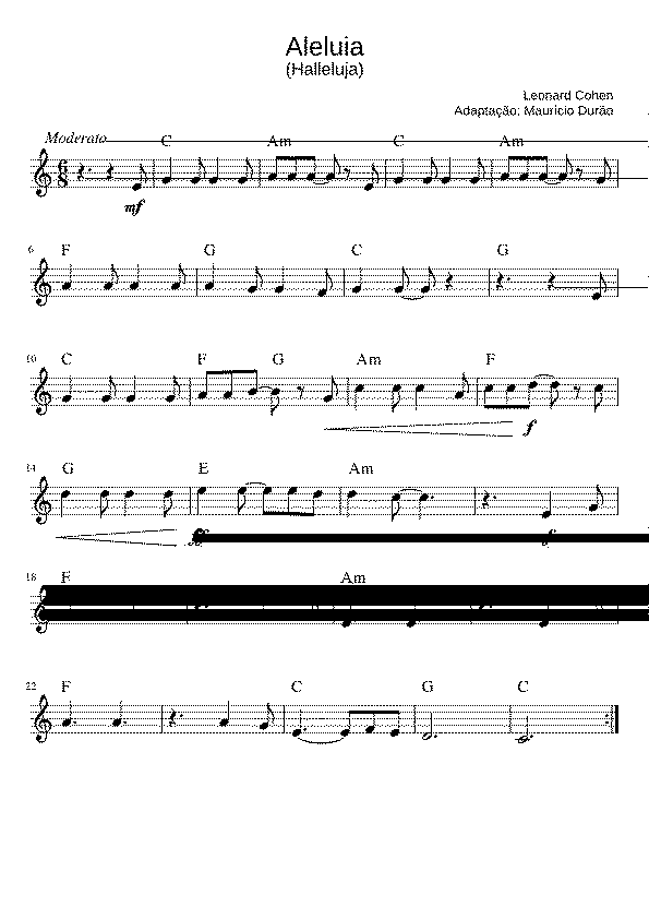 Partitura Aleluia Leonard Cohen
