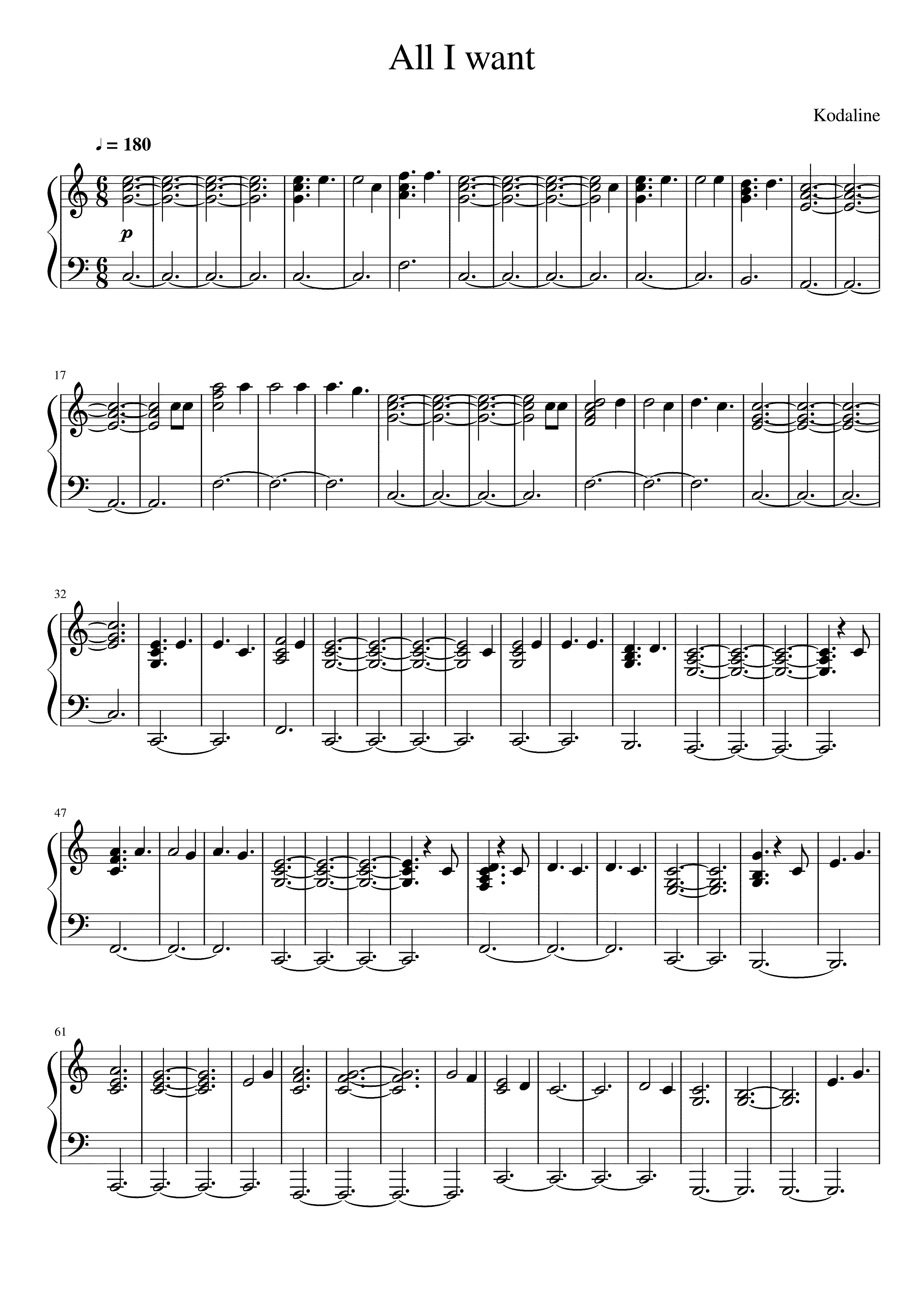 Partitura All I Want Kodaline