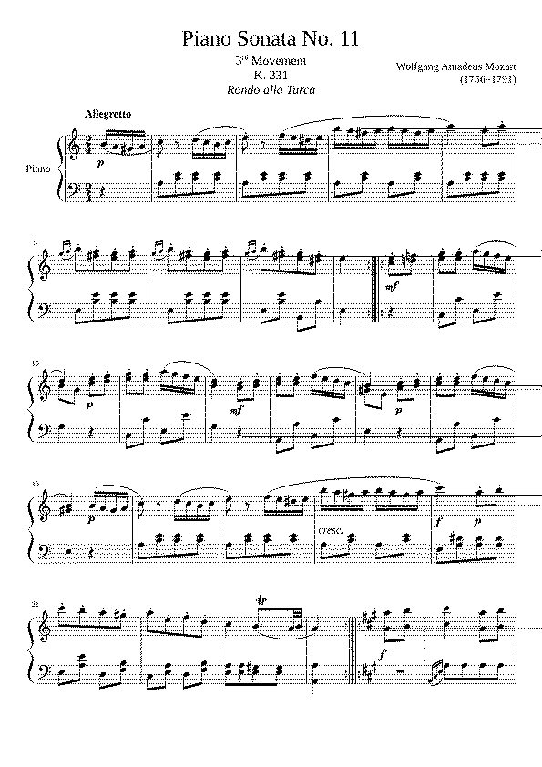 Partitura Alla Turca Mozart