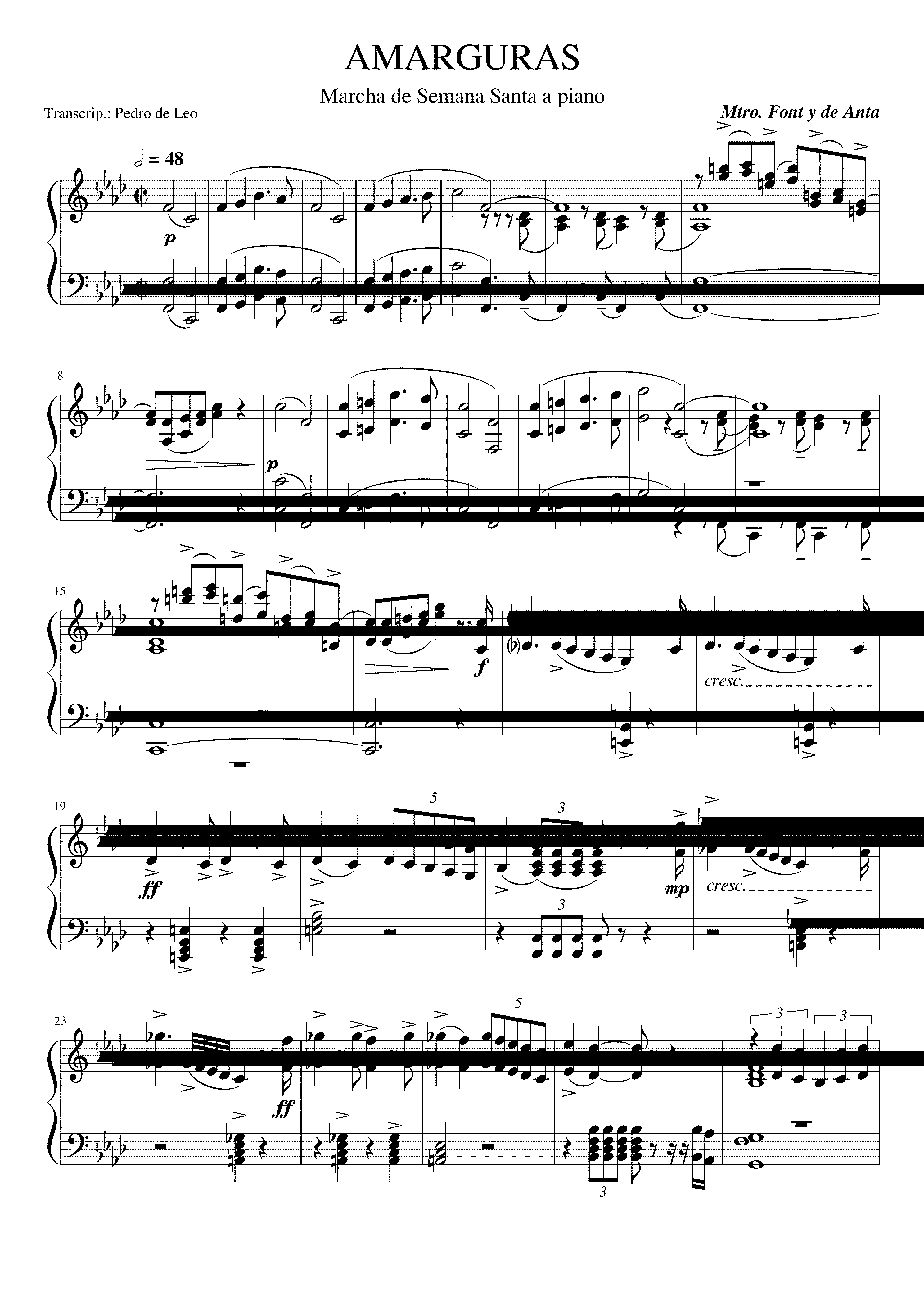 Partitura Amarguras Font de Anta