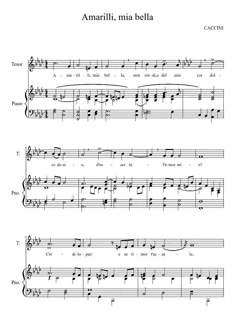 Partitura Amarilli Mia Bella