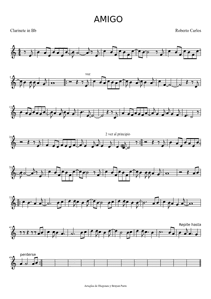 Partitura Amigo Roberto Carlos