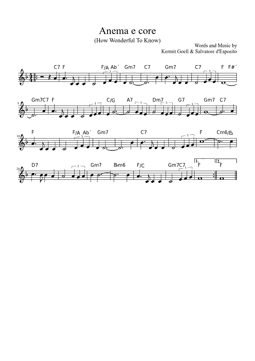 Partitura Anema E Core