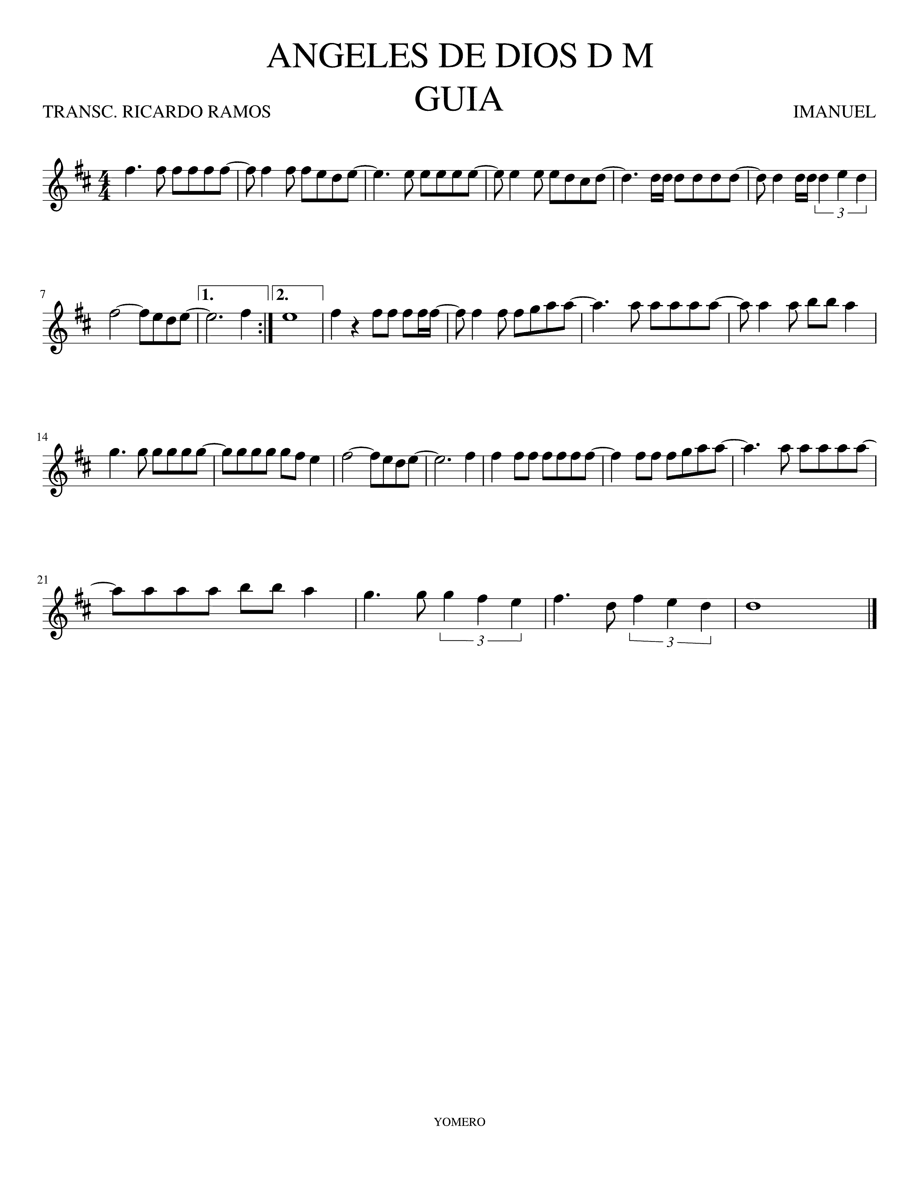 Partitura Angeles de Dios