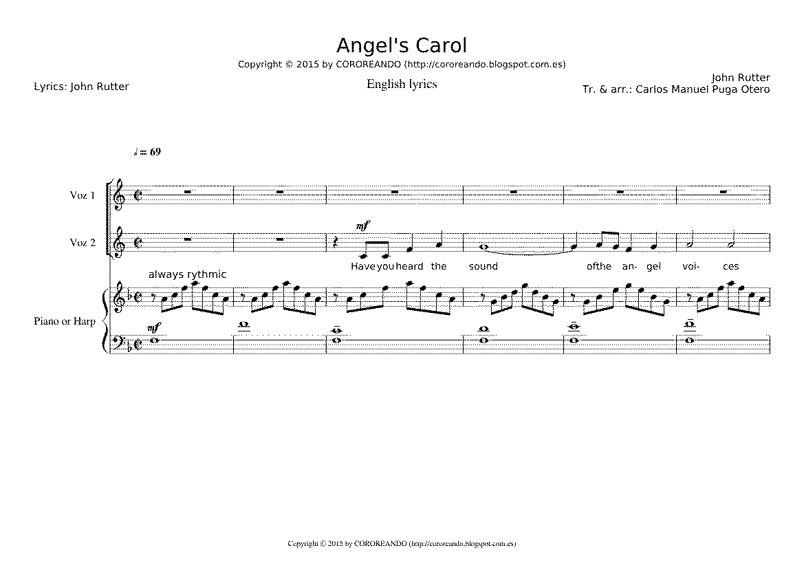 Partitura Angel's Carol John Rutter