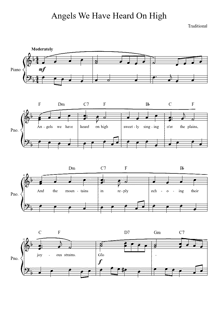 Partitura Angels We Have Heard On High