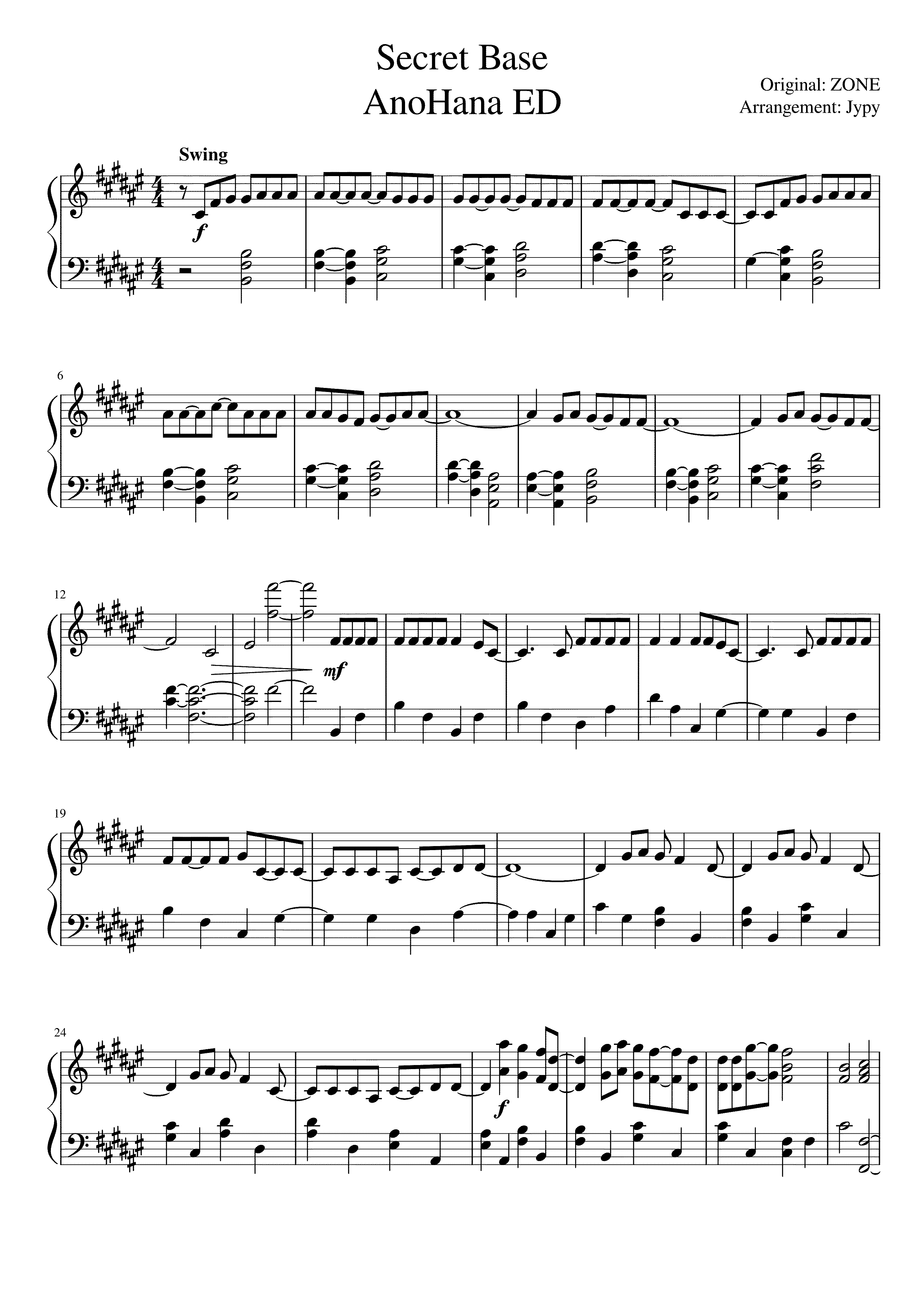 Partitura Anohana