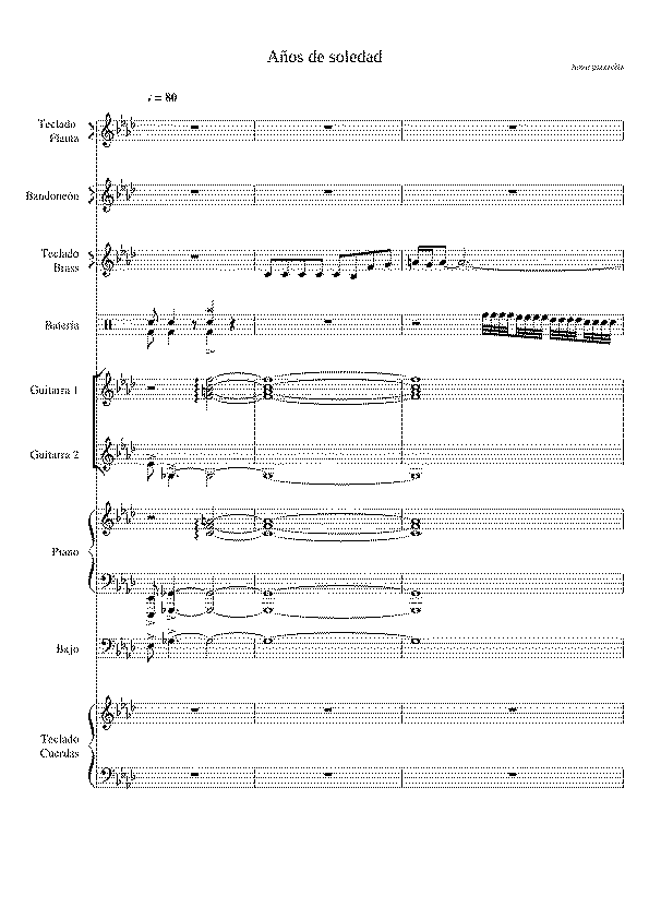Partitura Años de Soledad