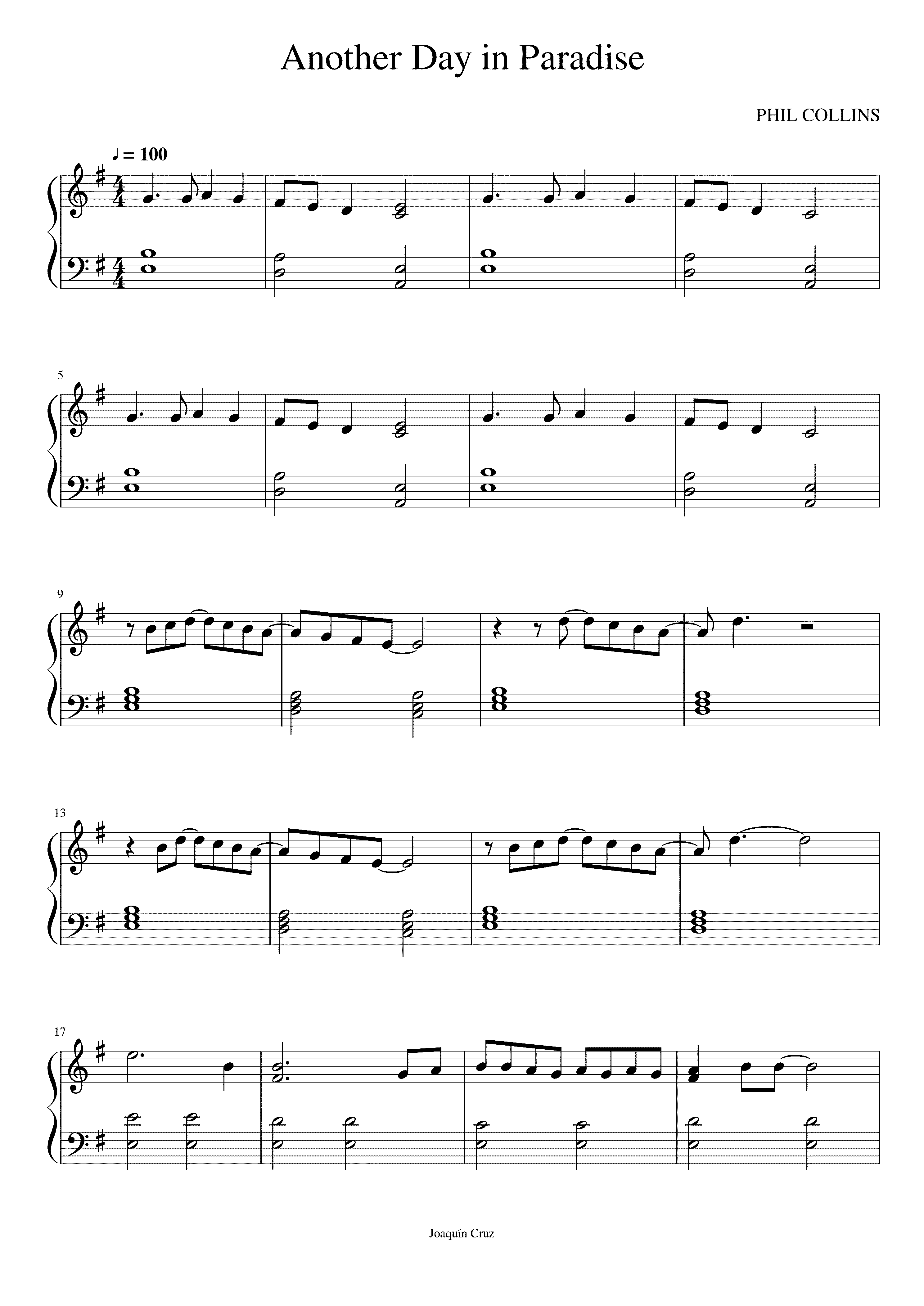 Partitura Another Day In Paradise