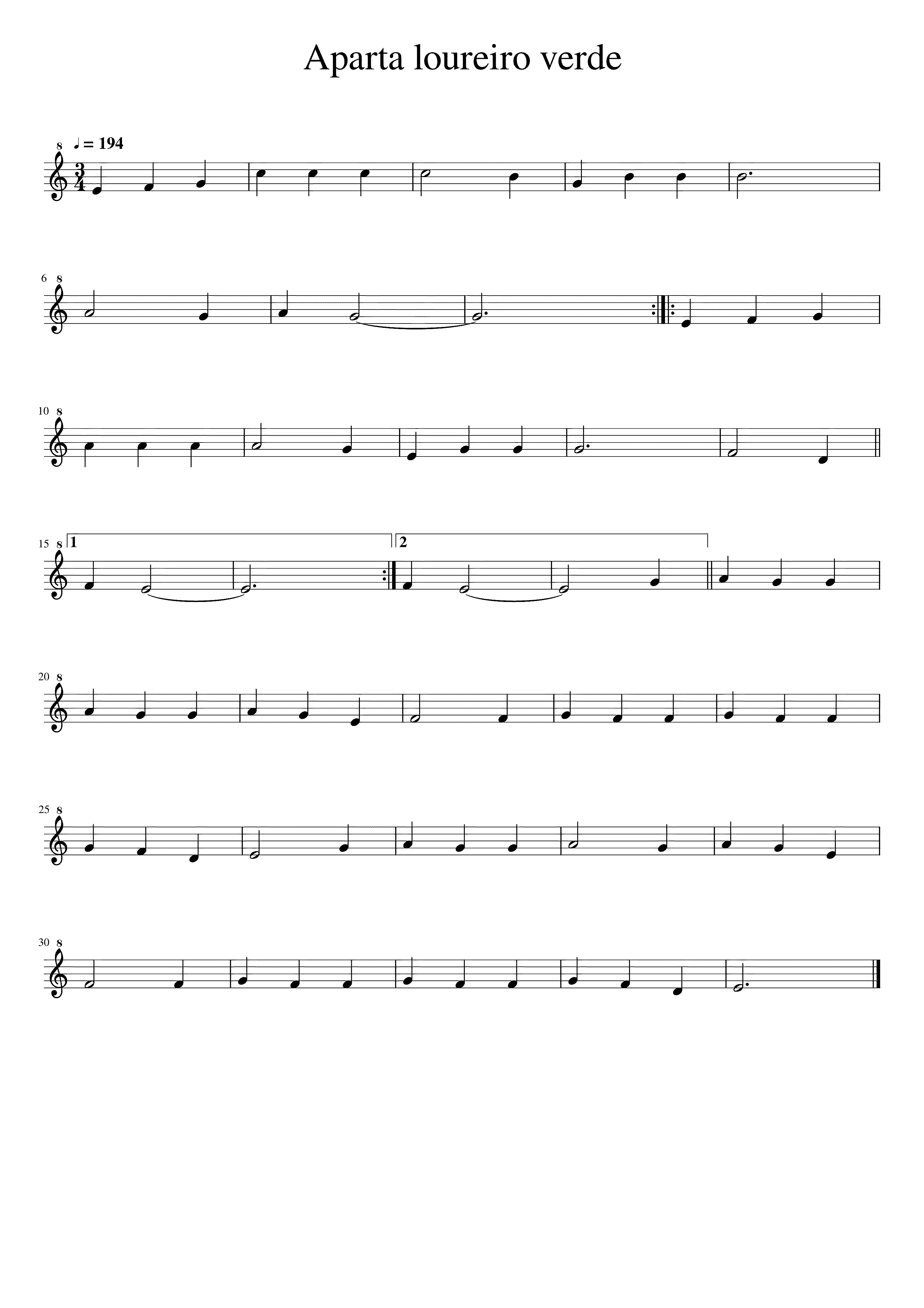 Partitura Aparta Loureiro Verde