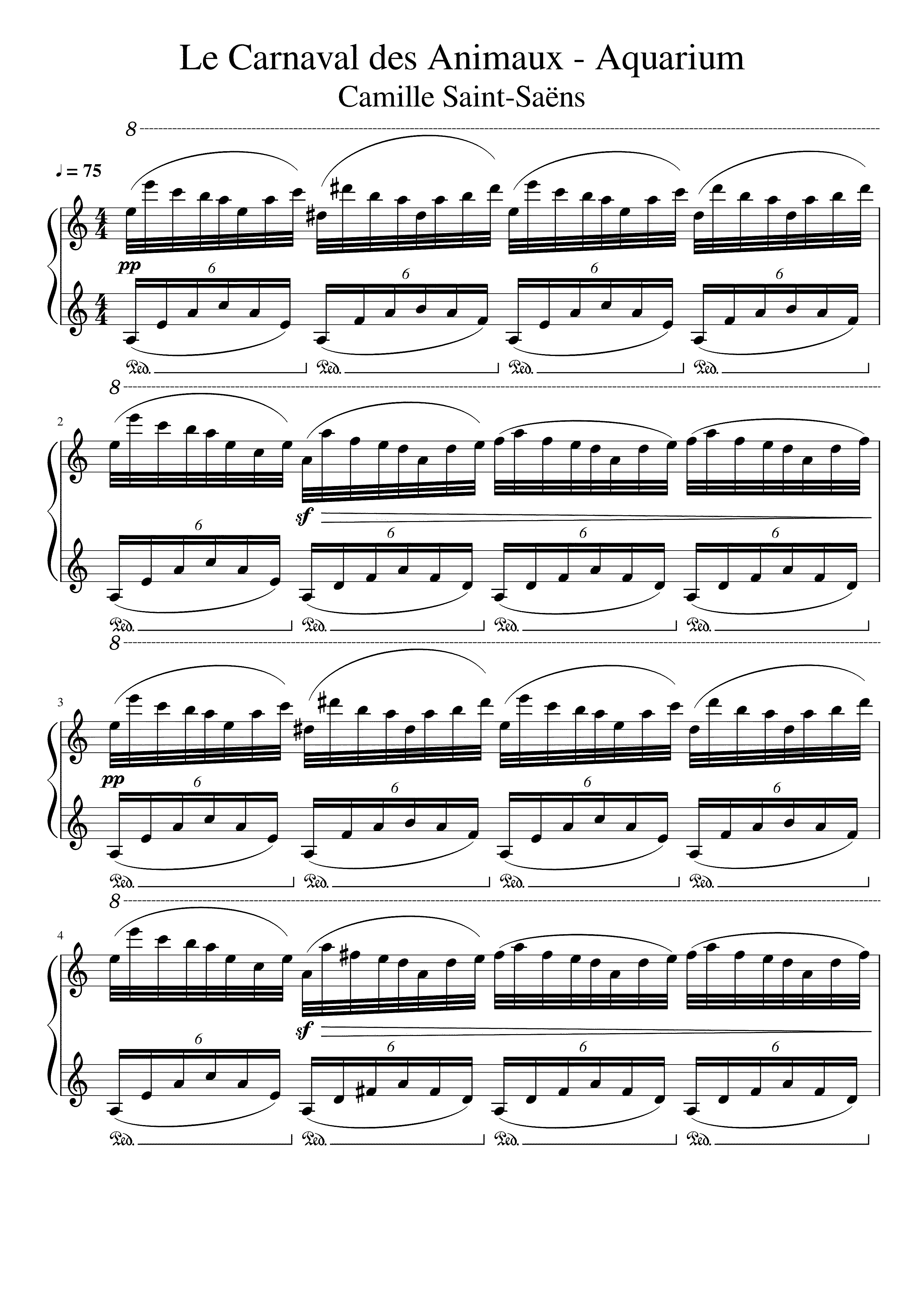 Partitura Aquarium Saint Saens