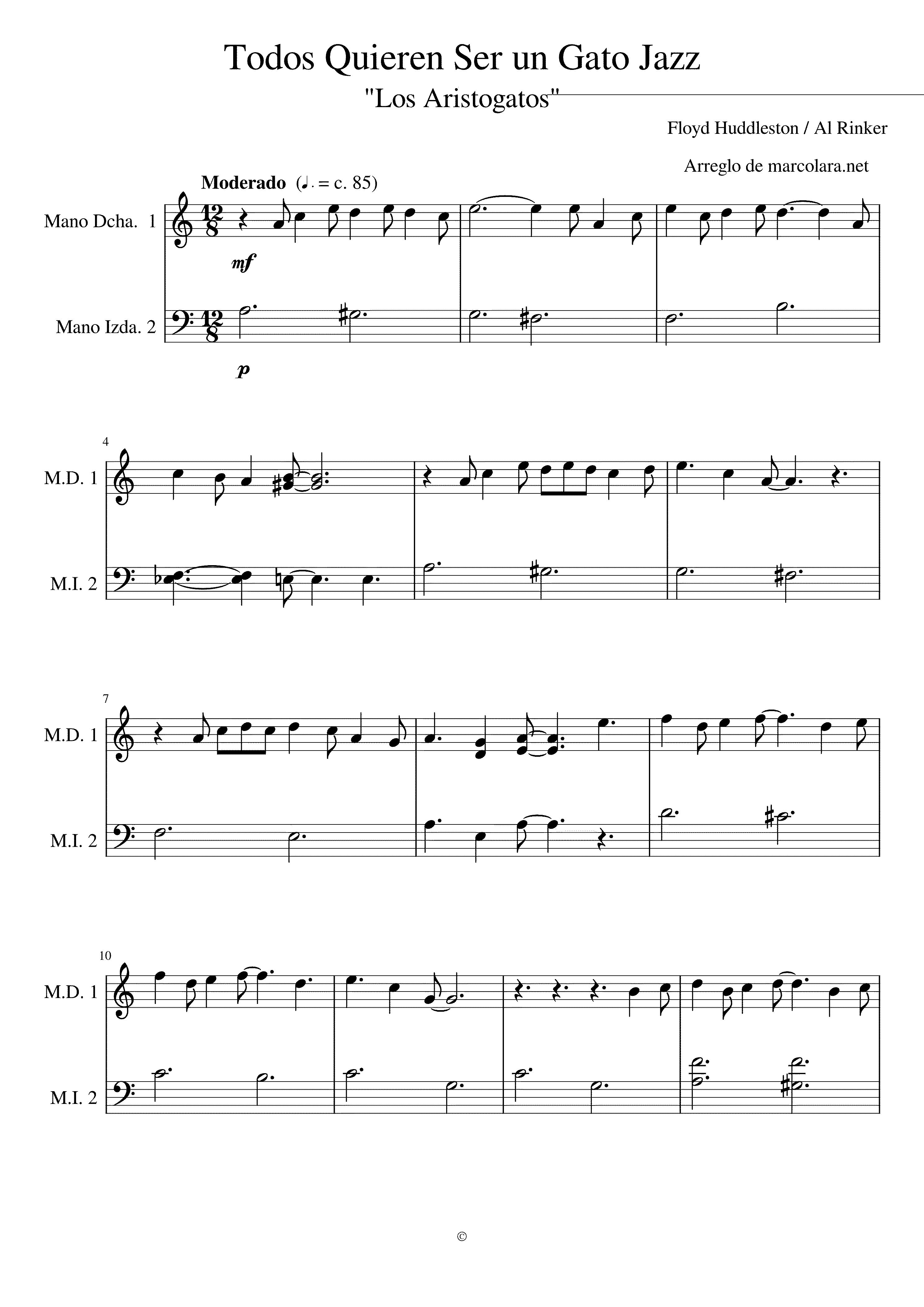 Partitura Aristogatos