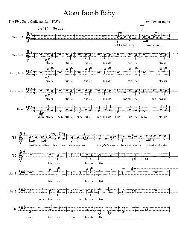 Partitura Atom Bomb Baby