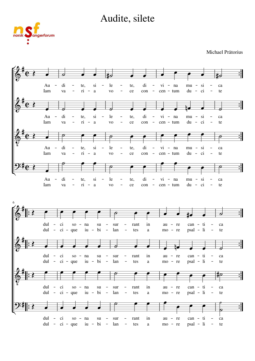 Partitura Audite Silete
