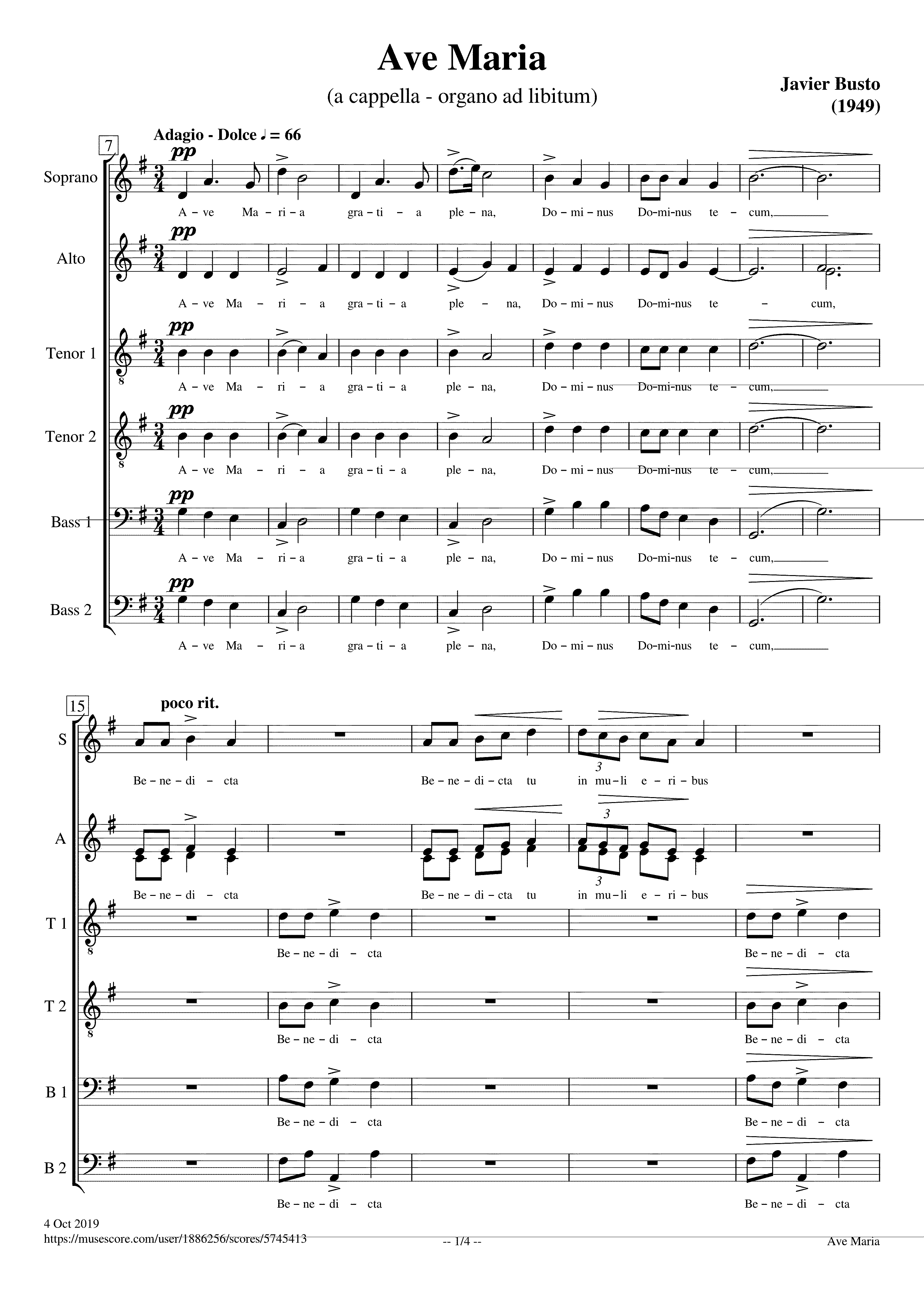 Partitura Ave Maria Busto