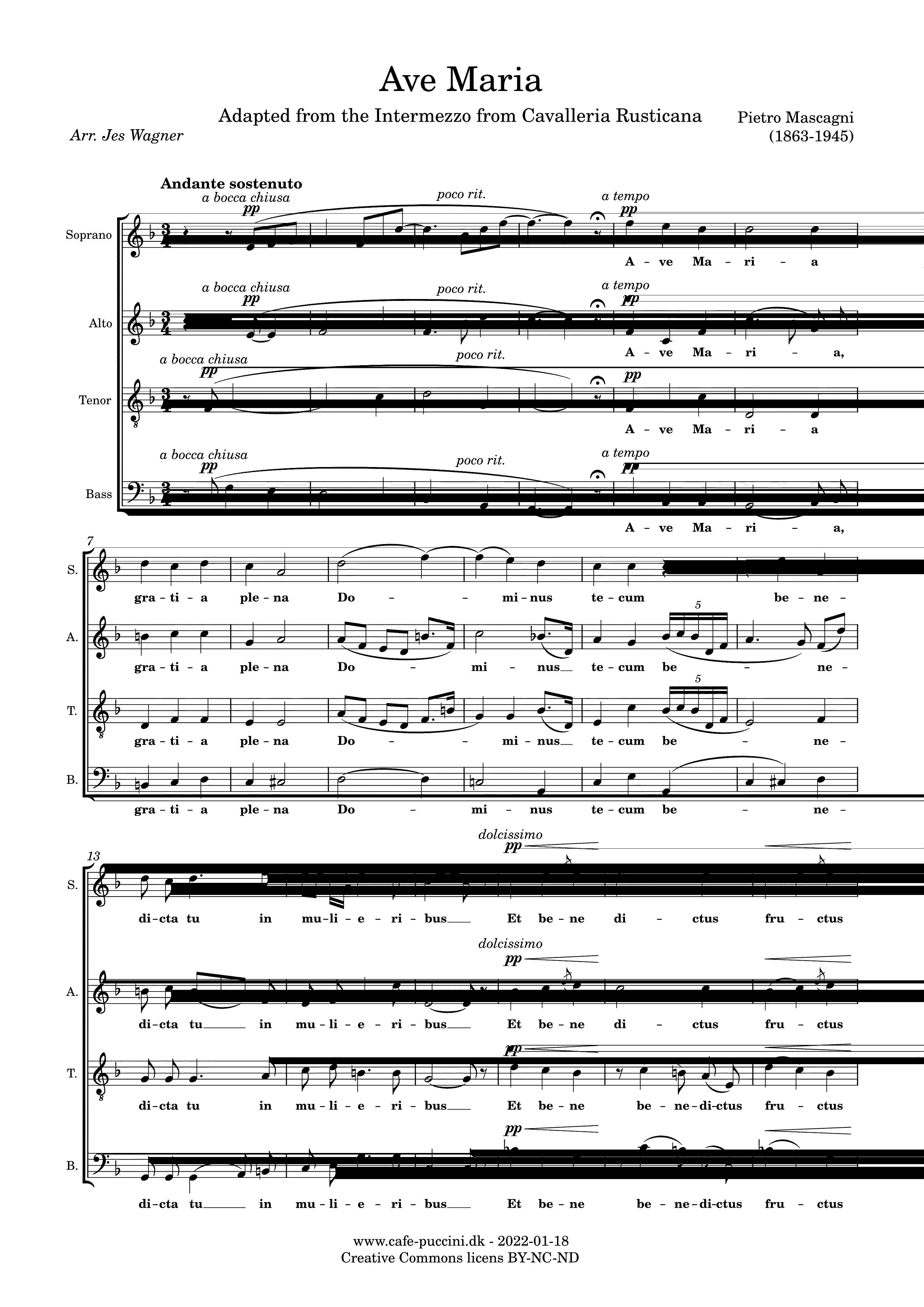 Partitura Ave Maria Cavalleria Rusticana
