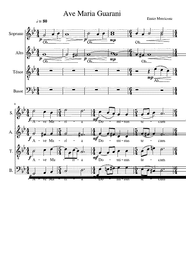 Partitura Ave Maria Guarani Ennio Morricone