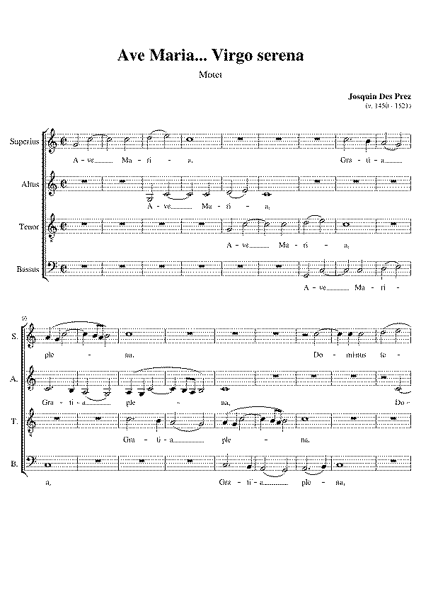 Partitura Ave Maria Josquin Des Prez