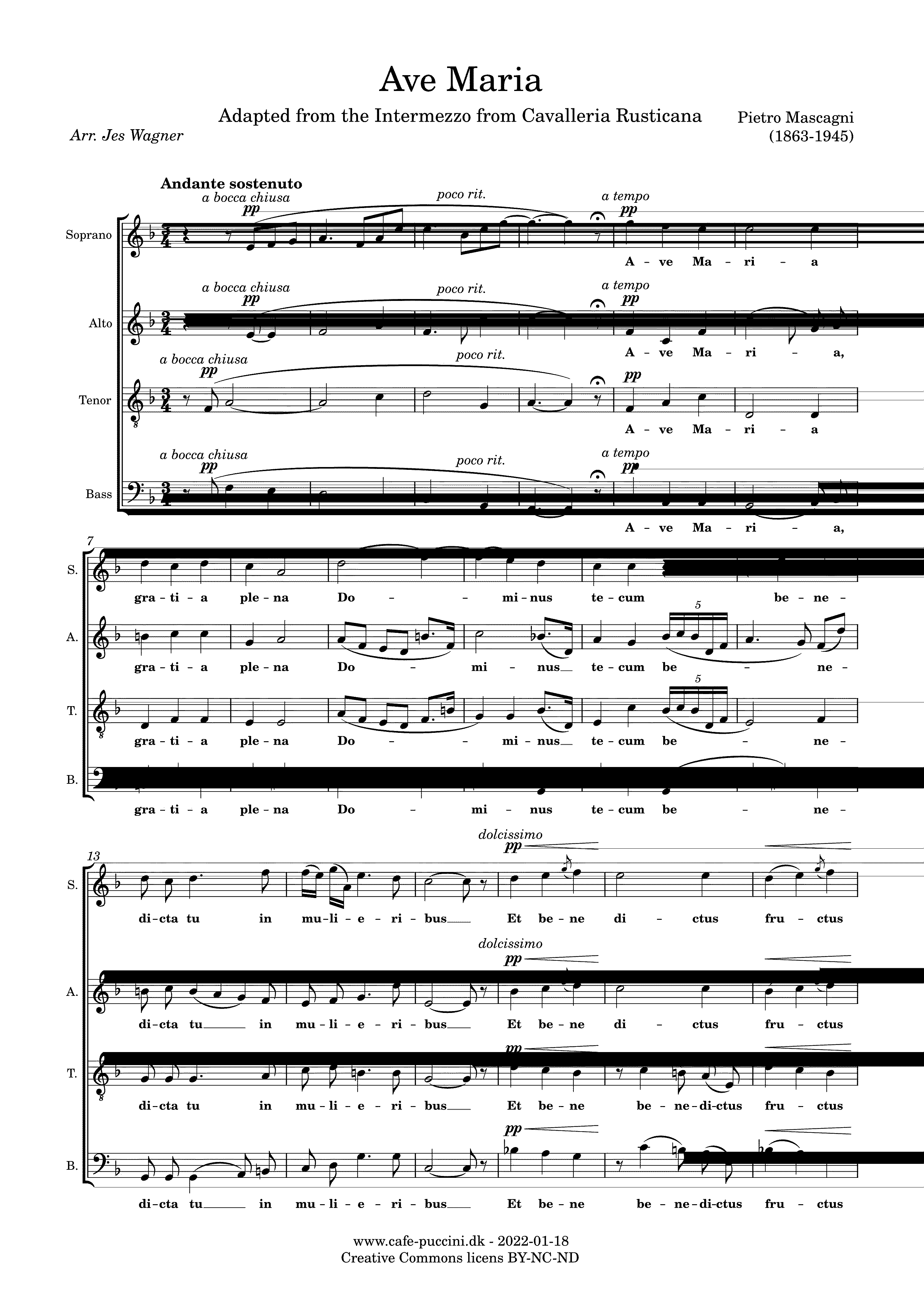 Partitura Ave Maria Mascagni