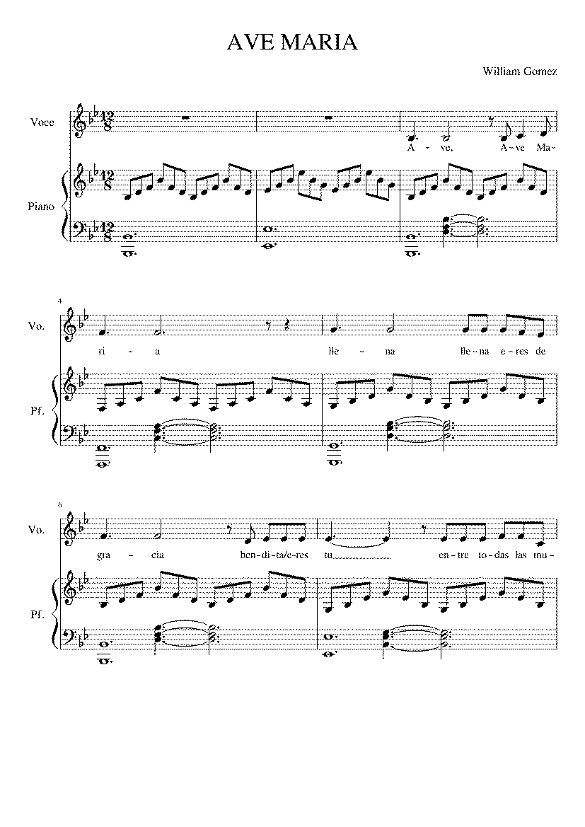 Partitura Ave Maria William Gomez