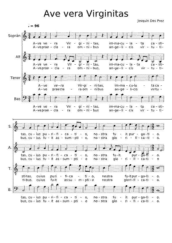 Partitura Ave Vera Virginitas