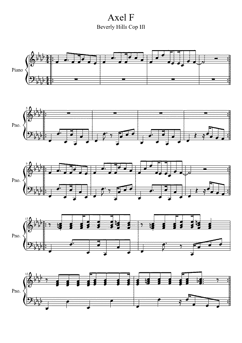 Axel F Note Eastern Partitura de Axel F | Partituras.org